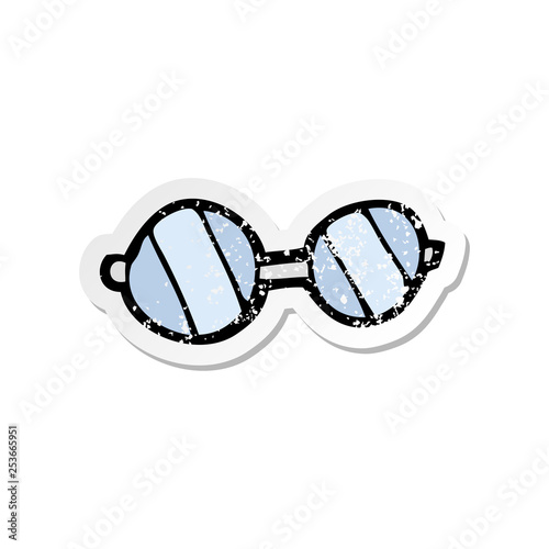 retro distressed sticker of a cartoon glasses