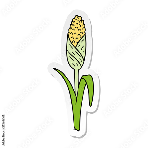 sticker cartoon doodle of fresh corn on the cob
