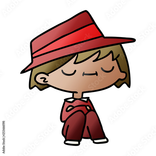 gradient cartoon of a cute kawaii person