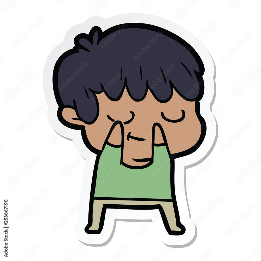 sticker of a happy cartoon boy sticker of a happy cartoon boy
