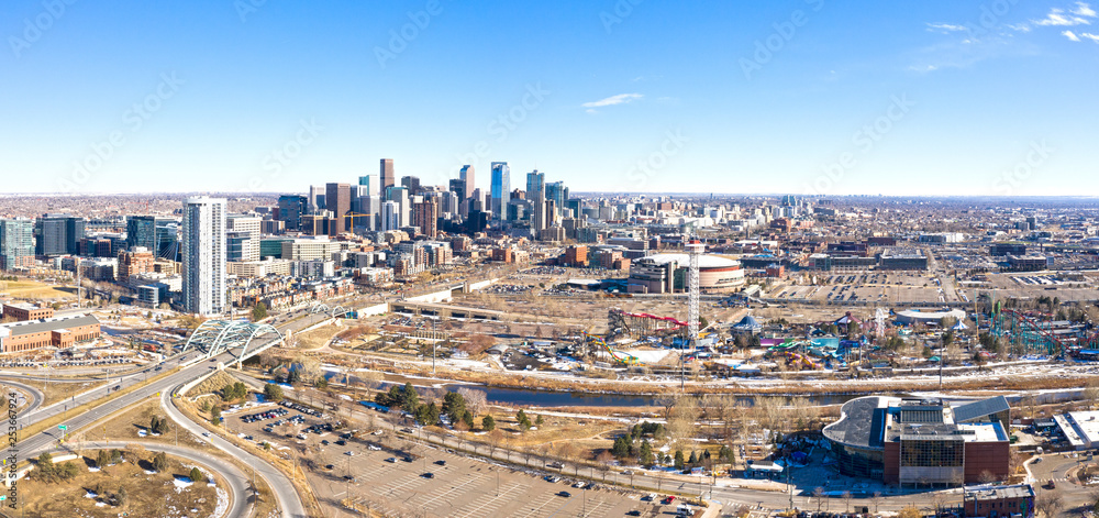 Denver City Skyline Panoramic Aerial Landscape