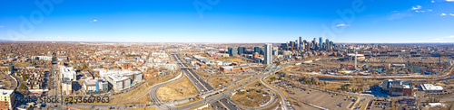 Denver Downtown Skyline Panoramic Aerial Cityscape View