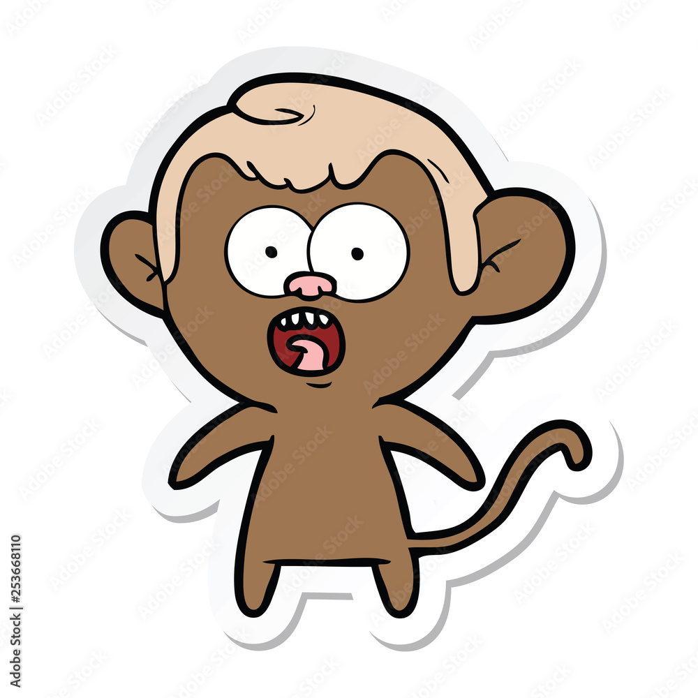 sticker of a cartoon shocked monkey sticker of a cartoon shocked monkey