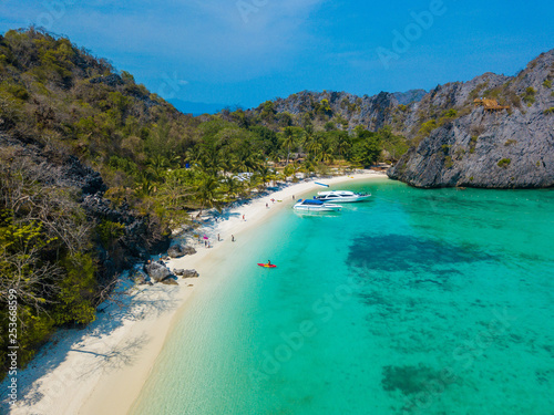 25 February 2019-Myanmar::Aerial view of Horse shoe island