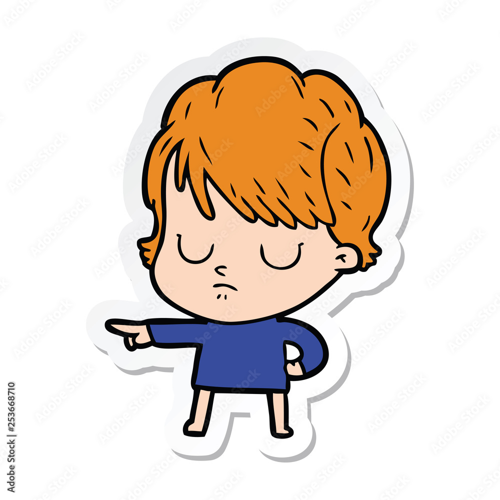 sticker of a cartoon woman