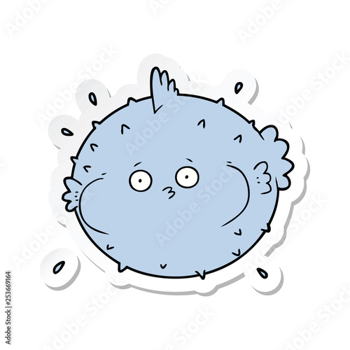 sticker of a cartoon puffer fish