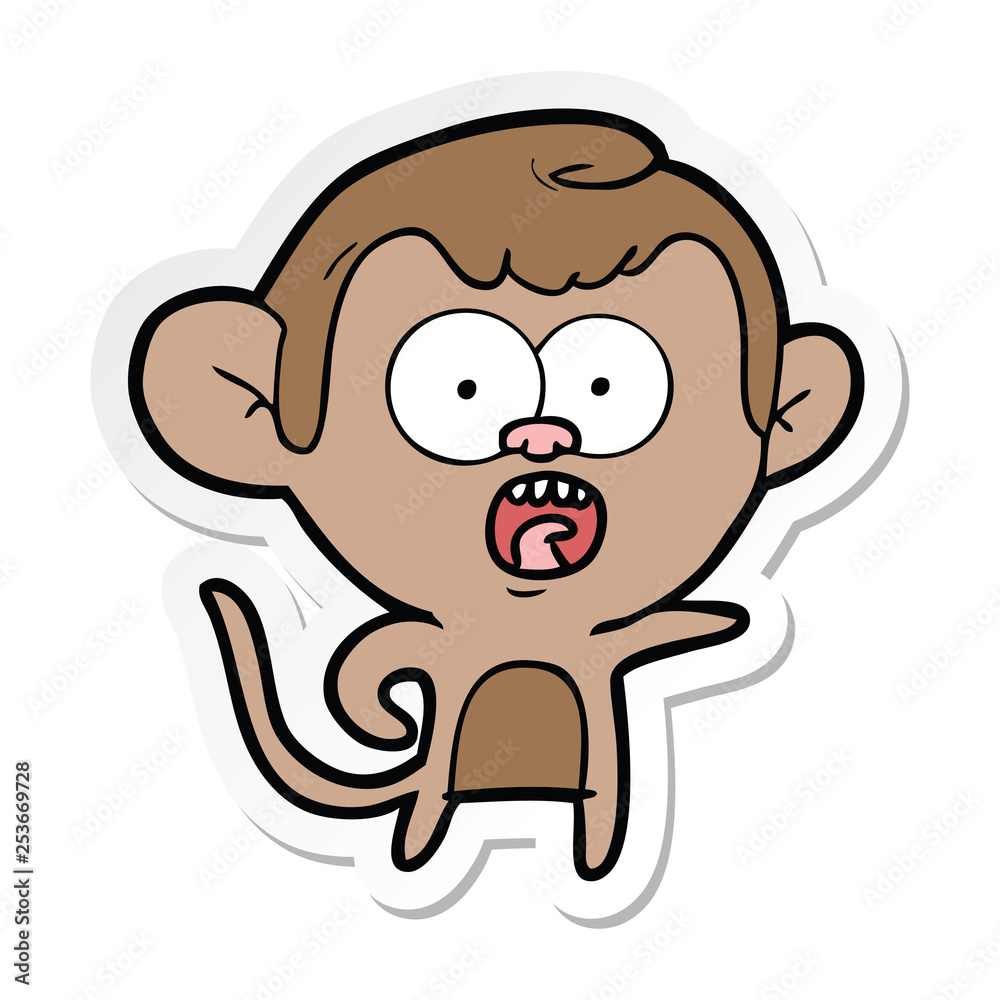 sticker of a cartoon shocked monkey sticker of a cartoon shocked monkey
