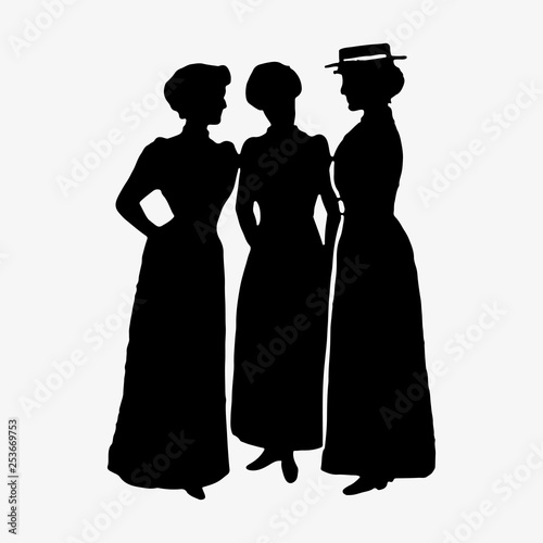 Three ladies vintage silhouettes