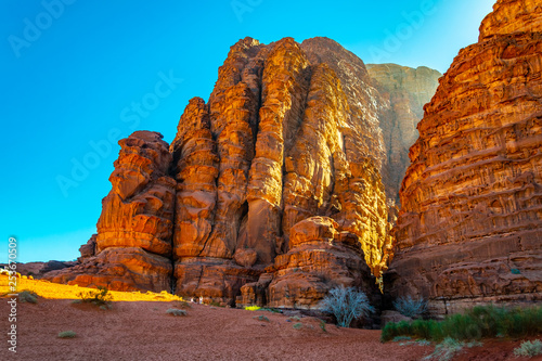 Khazali siq at Wadi Rum desert in jordan photo