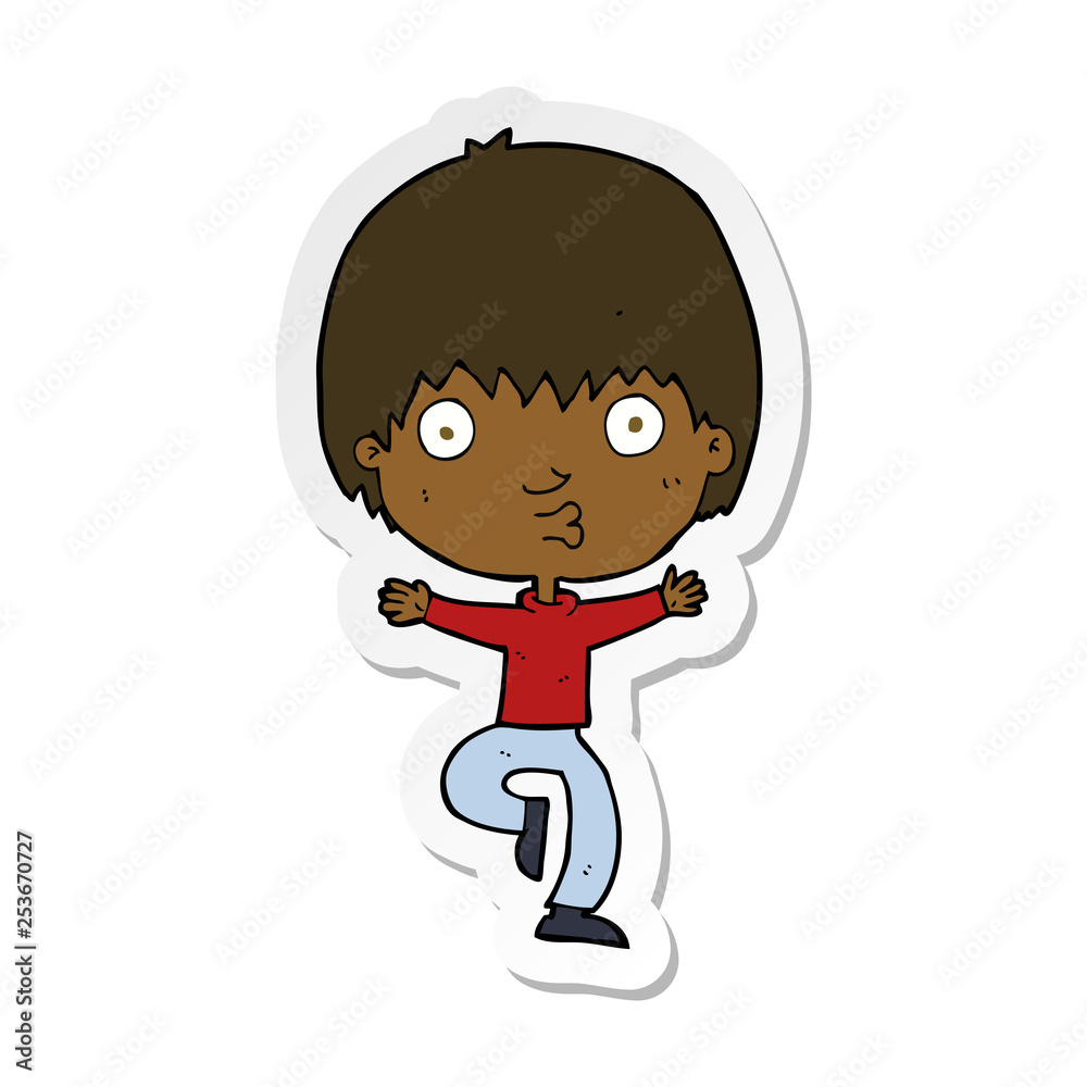 sticker of a cartoon excited boy sticker of a cartoon excited boy