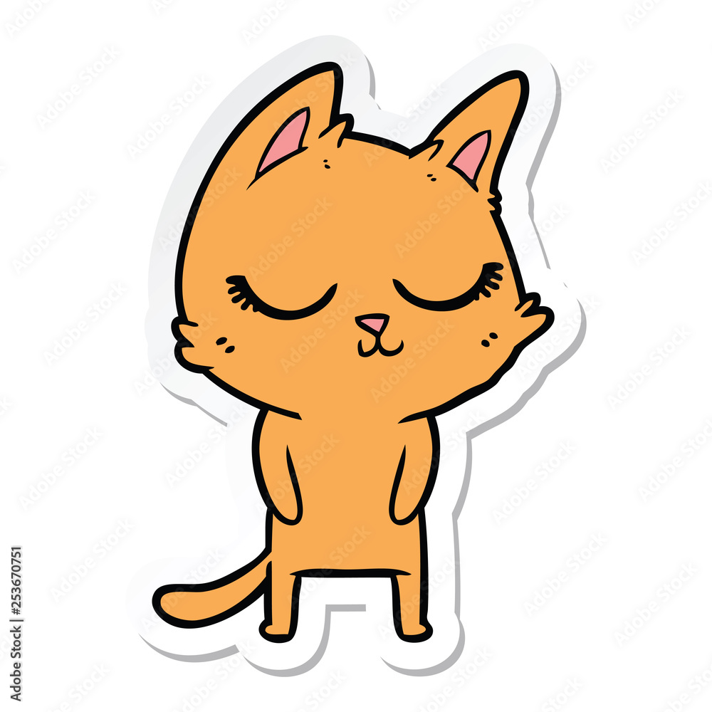 sticker of a calm cartoon cat sticker of a calm cartoon cat