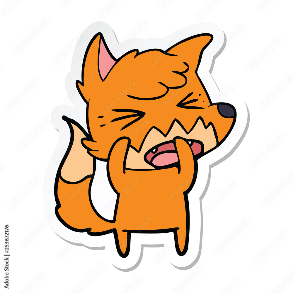sticker of a angry cartoon fox sticker of a angry cartoon fox