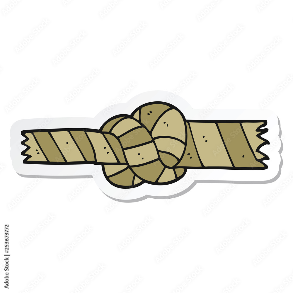 sticker of a cartoon knotted rope sticker of a cartoon knotted rope