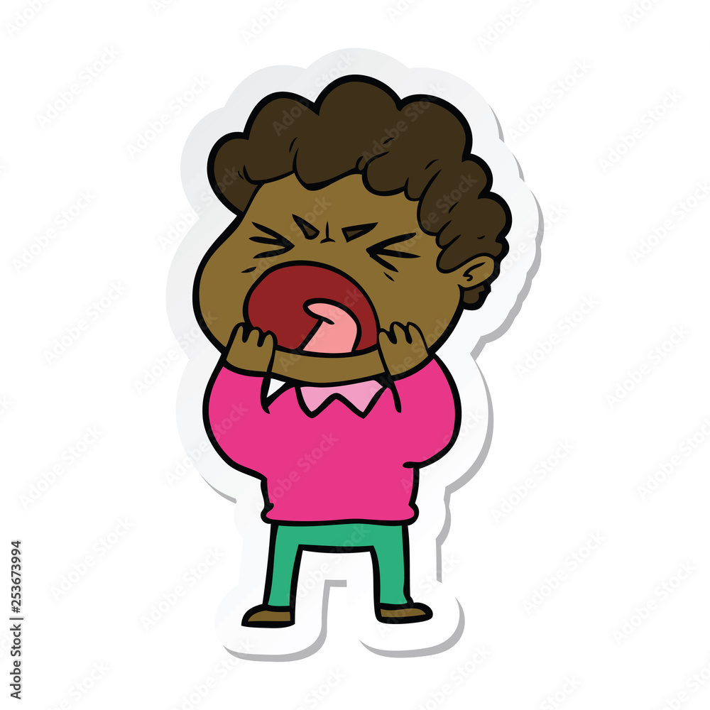 sticker of a cartoon furious man sticker of a cartoon furious man