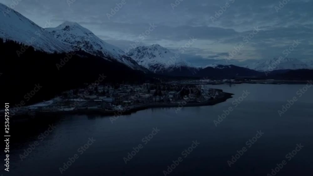 Low tide and calm evening over Seward Alaska in the winter Low tide and calm evening over Seward Alaska in the winter