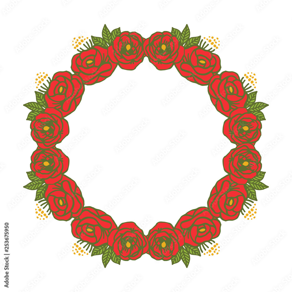 Vector illustration elegan rose red wreath frame for greeting card template Vector illustration elegan rose red wreath frame for greeting card template