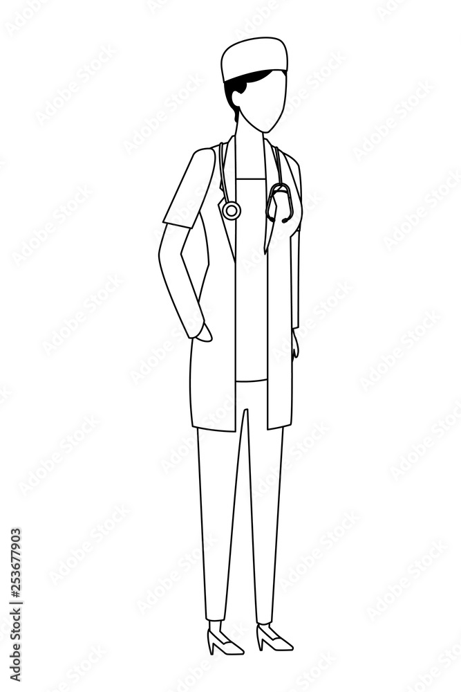 doctor Jobs and professions avatar in black and white doctor Jobs and professions avatar in black and white