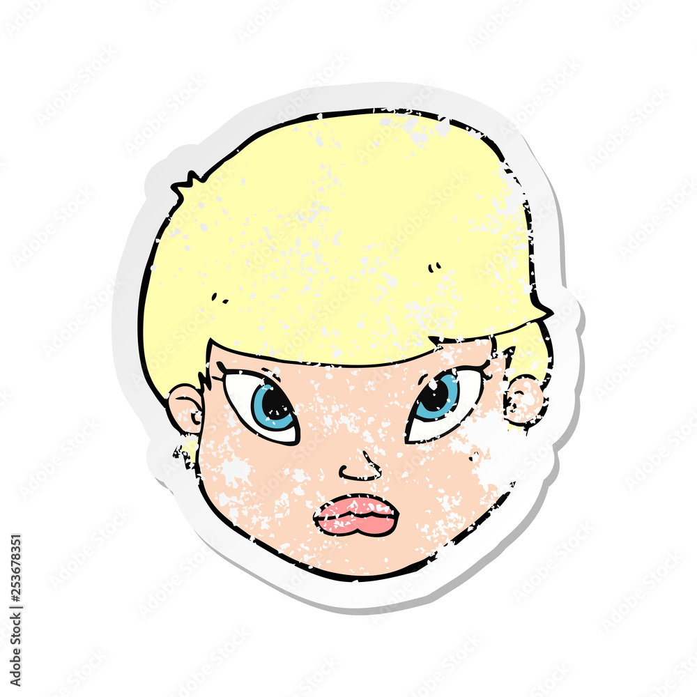 Fototapeta premium retro distressed sticker of a cartoon serious face