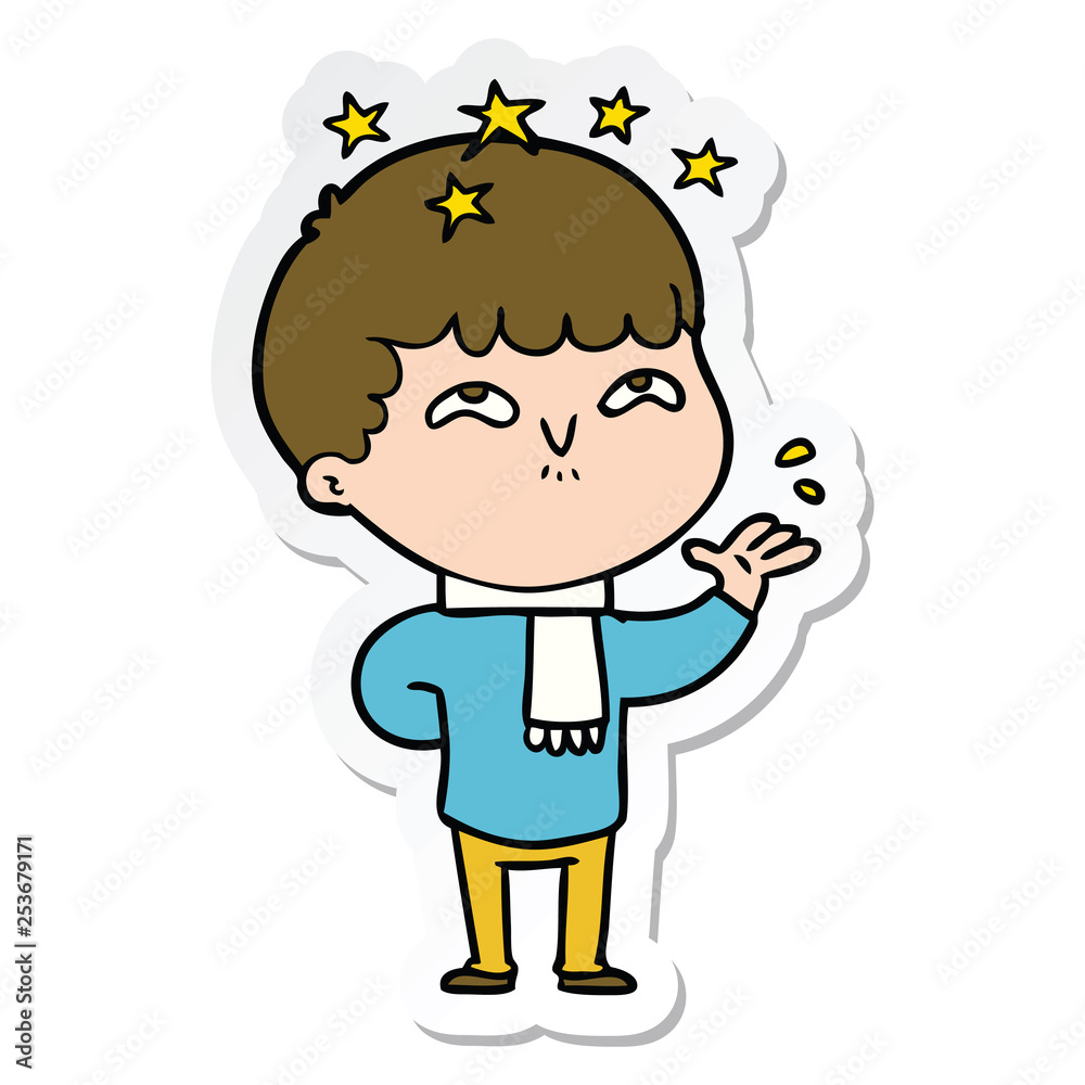 sticker of a cartoon amazed boy sticker of a cartoon amazed boy