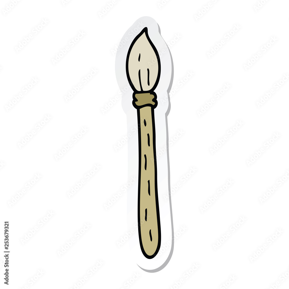 sticker of a cartoon paintbrush sticker of a cartoon paintbrush