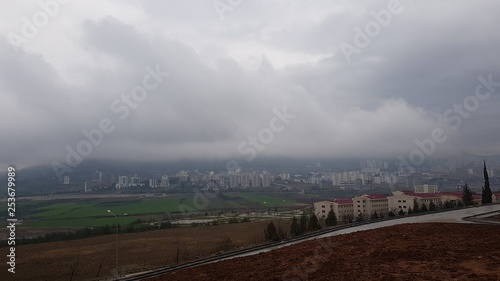 city, sky, view, panorama, cityscape, landscape, architecture, urban, building, skyline, clouds, cloud, blue, sunset, panoramic, travel, aerial, buildings, town, downtown, business, usa, mountains, lo © veysi