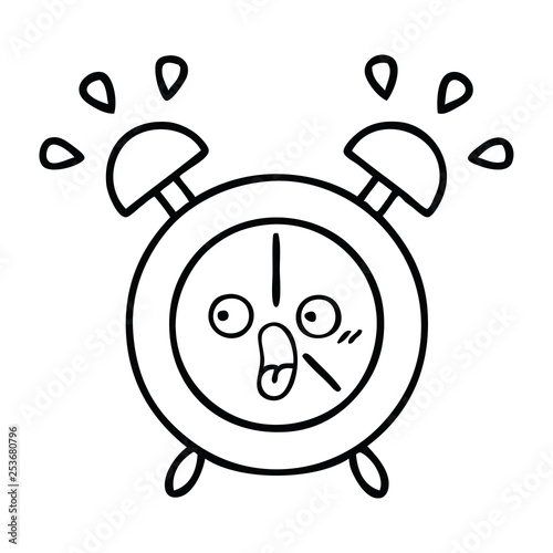 line drawing cartoon alarm clock