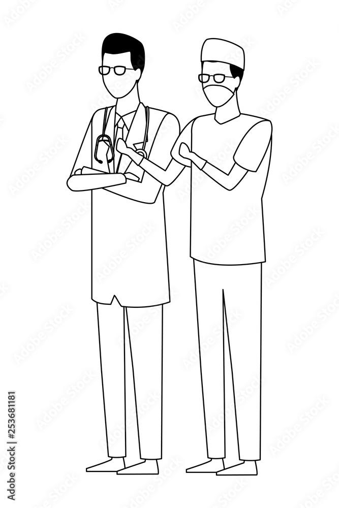 Jobs and professions avatar in black and white Jobs and professions avatar in black and white