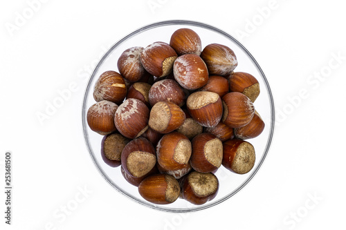 Hazelnuts in a glass bowl