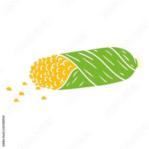 cartoon doodle of fresh corn on the cob