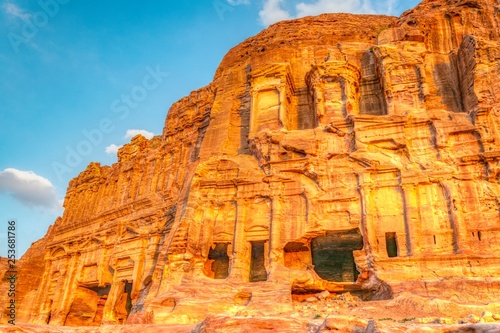 Corinthian and Palace tombs at petra, Jordan photo