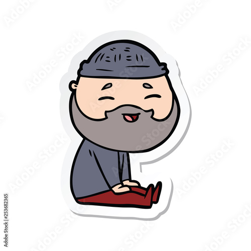 sticker of a cartoon happy bearded man