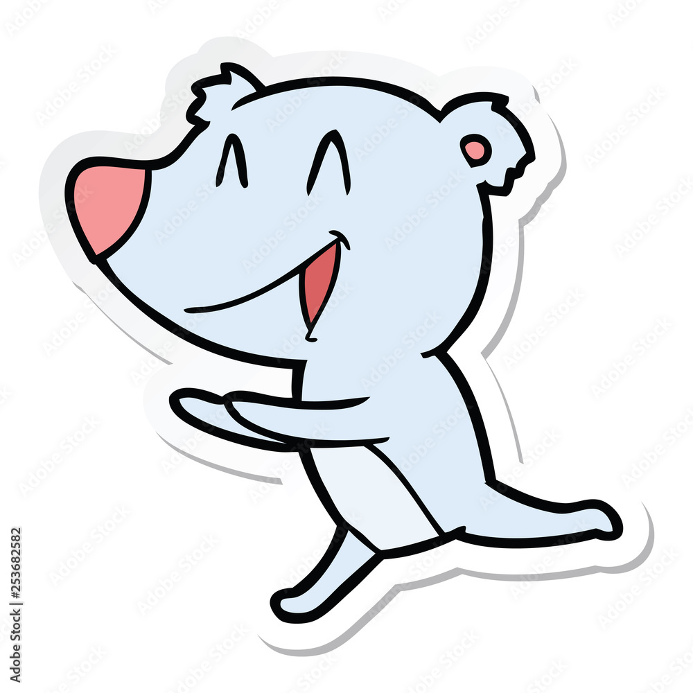 Obraz premium sticker of a running bear cartoon