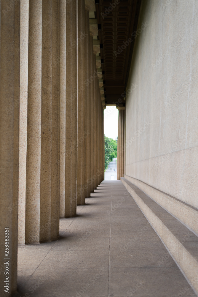 Perspective of Columns down a Archway
