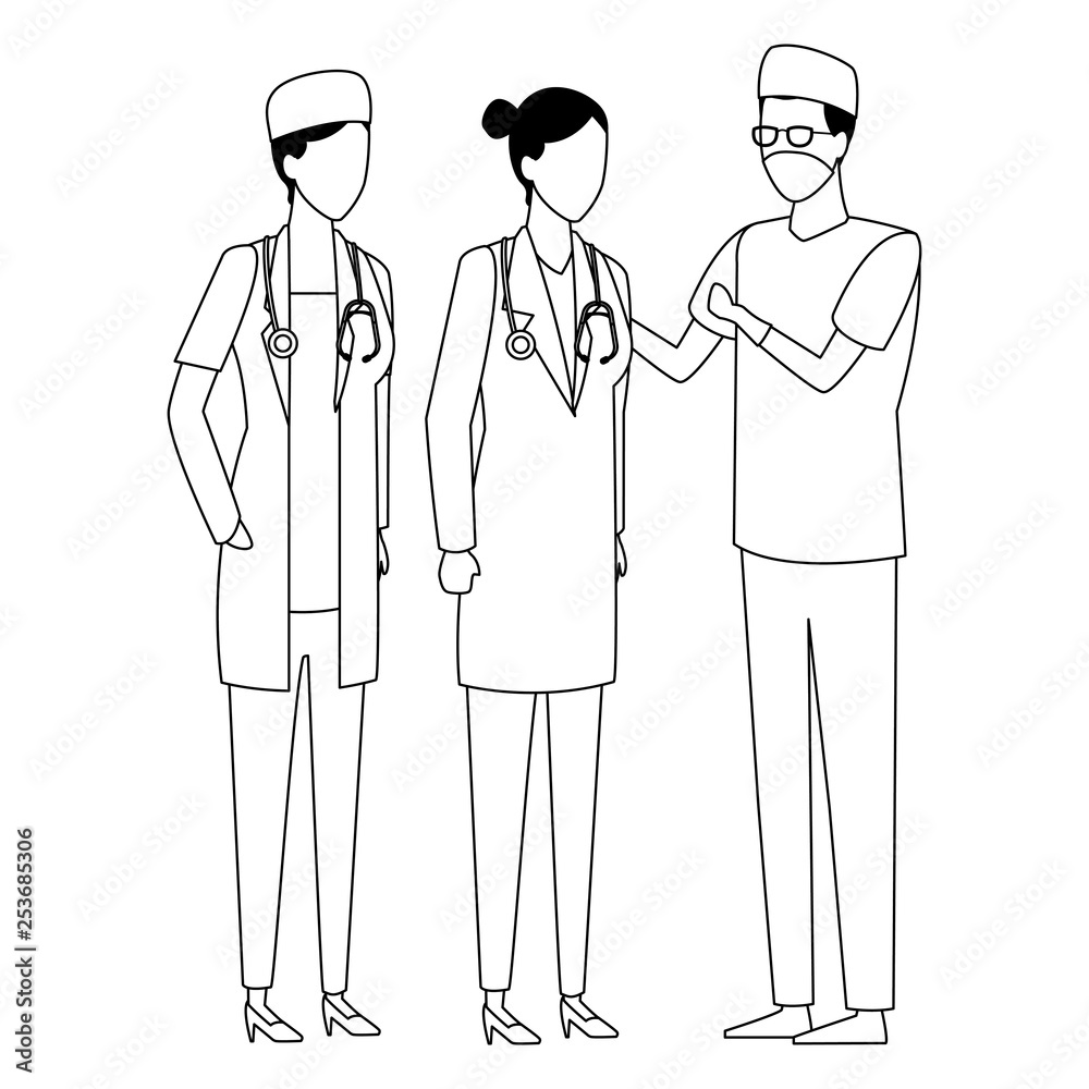 Jobs and professions avatar in black and white Jobs and professions avatar in black and white