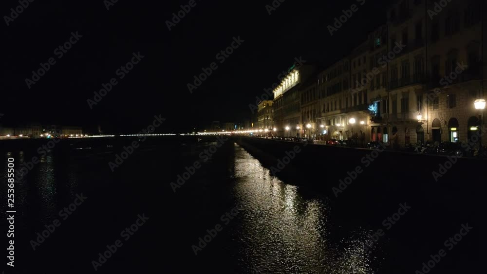 night time over bridge stream lights Florence night time over bridge stream lights Florence
