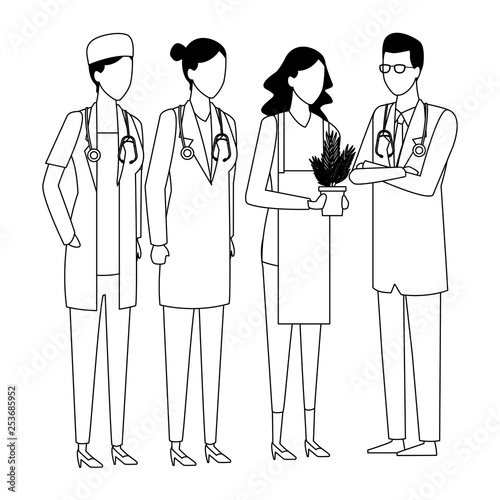 Jobs and professions avatar in black and white
