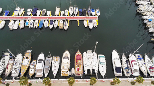 Photography Aerial view  of  harbor in Sitges. Barcelona. Spain. Drone Photo