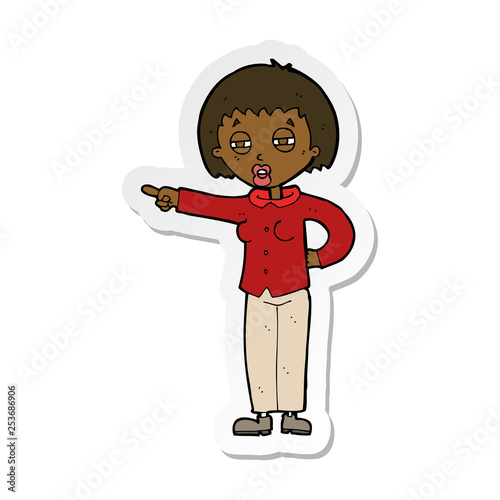 sticker of a cartoon woman telling off