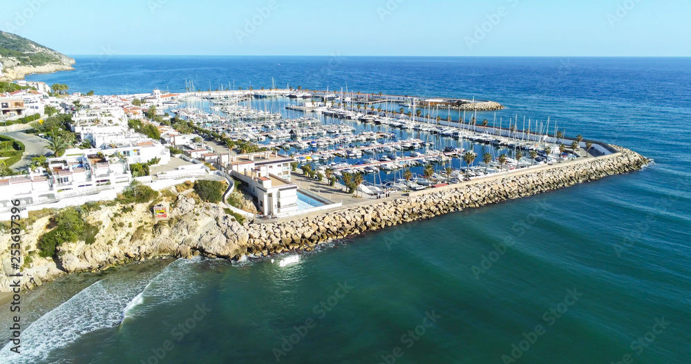 Fototapeta premium Aerial view of Sitges. Barcelona. Spain. Drone Photo