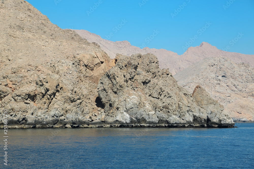 Sultanate of Oman, Musandam peninsula, Gulf of Oman, rocky coast