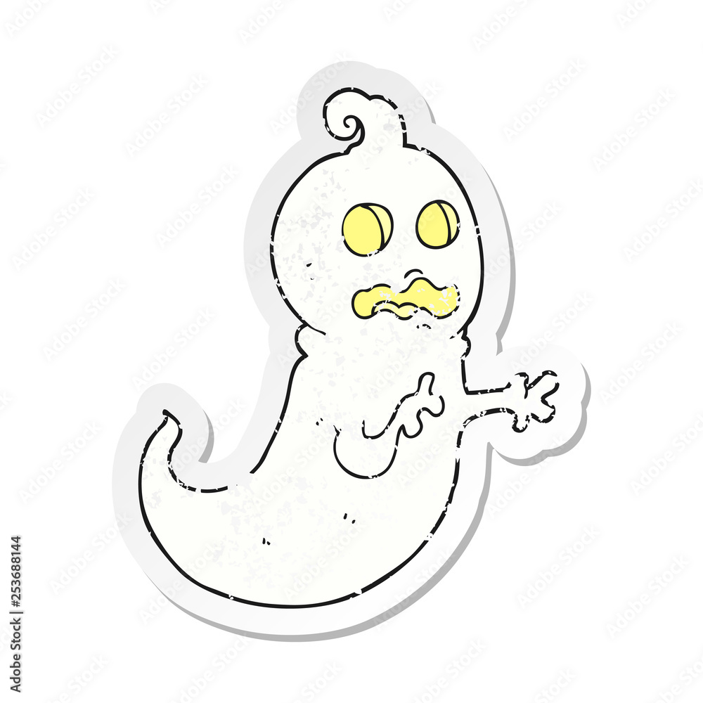 retro distressed sticker of a cartoon ghost retro distressed sticker of a cartoon ghost