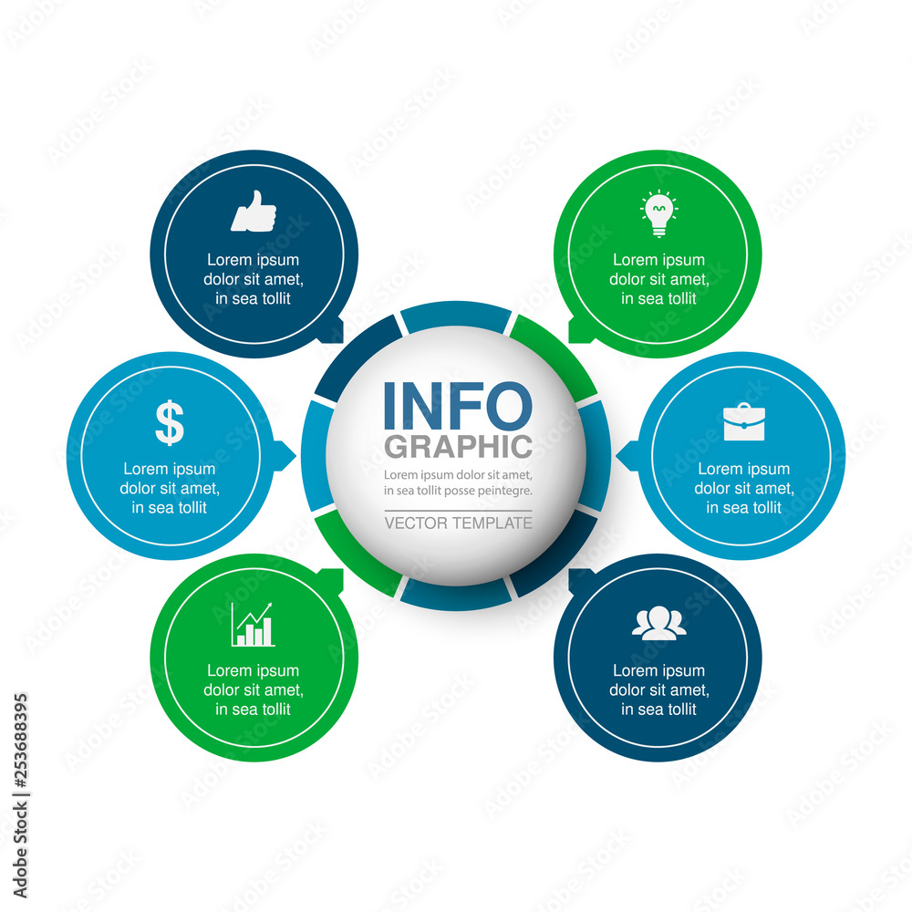 Vector infographic template for  diagram, graph, presentation, chart, business concept with 6 options.
