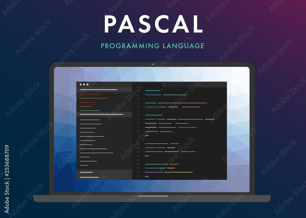 Vecteur Stock Pascal programming language. Learning concept on the ...