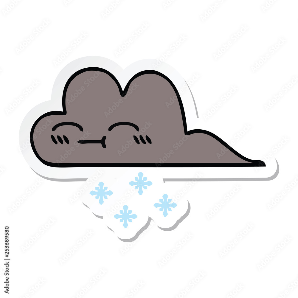sticker of a cute cartoon storm snow cloud sticker of a cute cartoon storm snow cloud