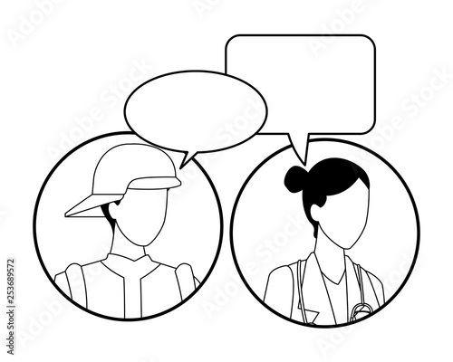 Jobs and professions avatar in black and white