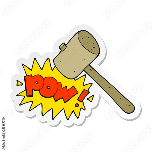 sticker of a cartoon wooden mallet