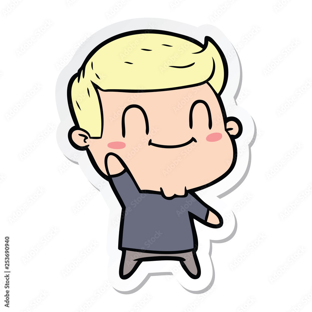 sticker of a cartoon happy man