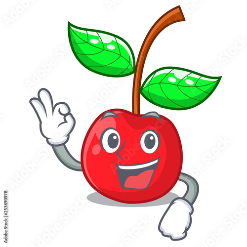 Okay fruit cherry above wooden character table