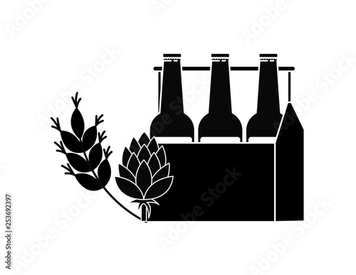 box with beer bottles isolated icon