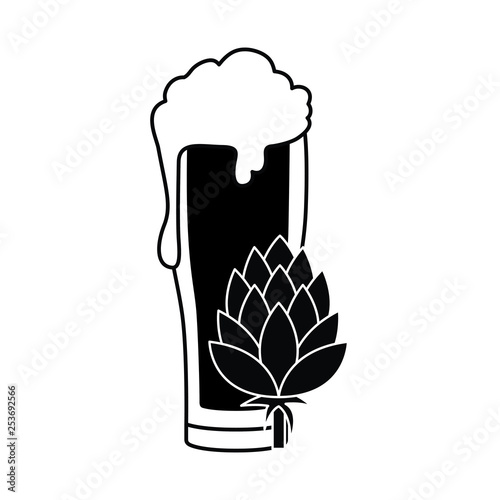 beer with foam and wheat isolated icon